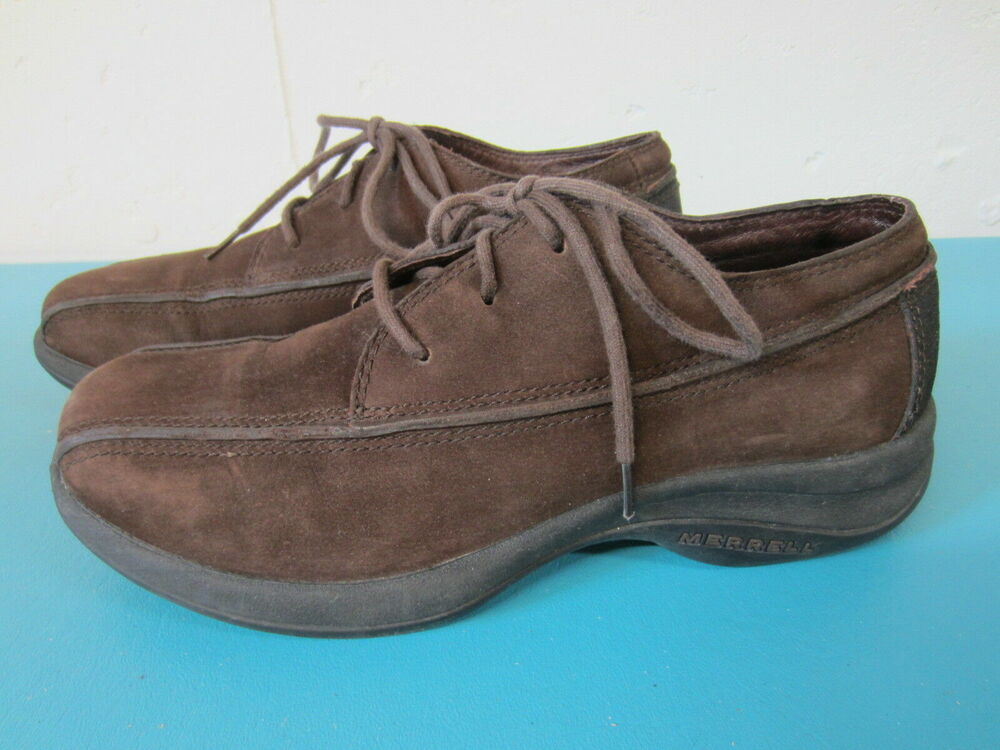 Merrell Topo Rail Womens Brown Suede Comfort Walking Oxfords Us 7.5 Eu 38 Uk 6